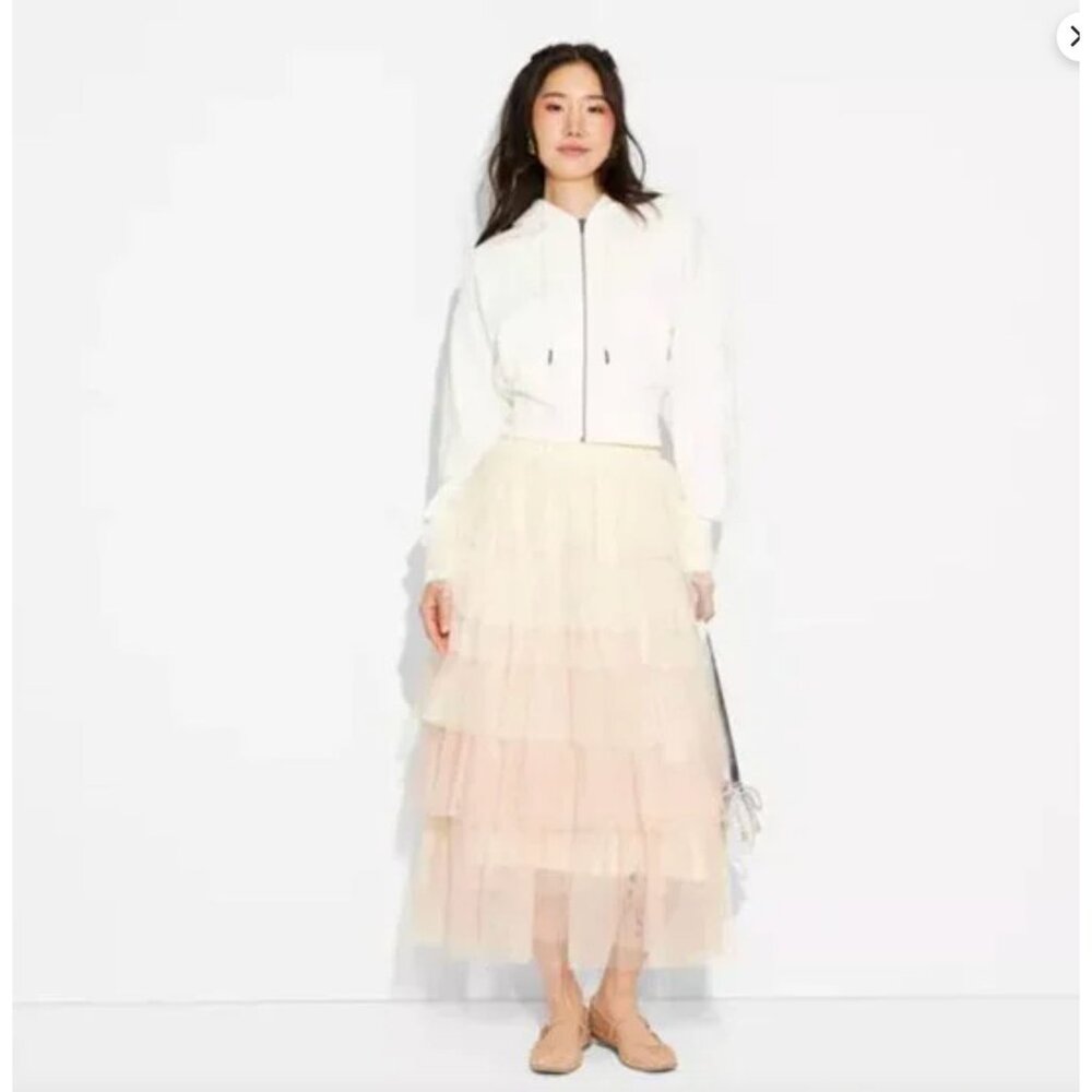 Wicked A Collection From Paul Tazewell glinda Layered Tulle blush Maxi Skirt XS